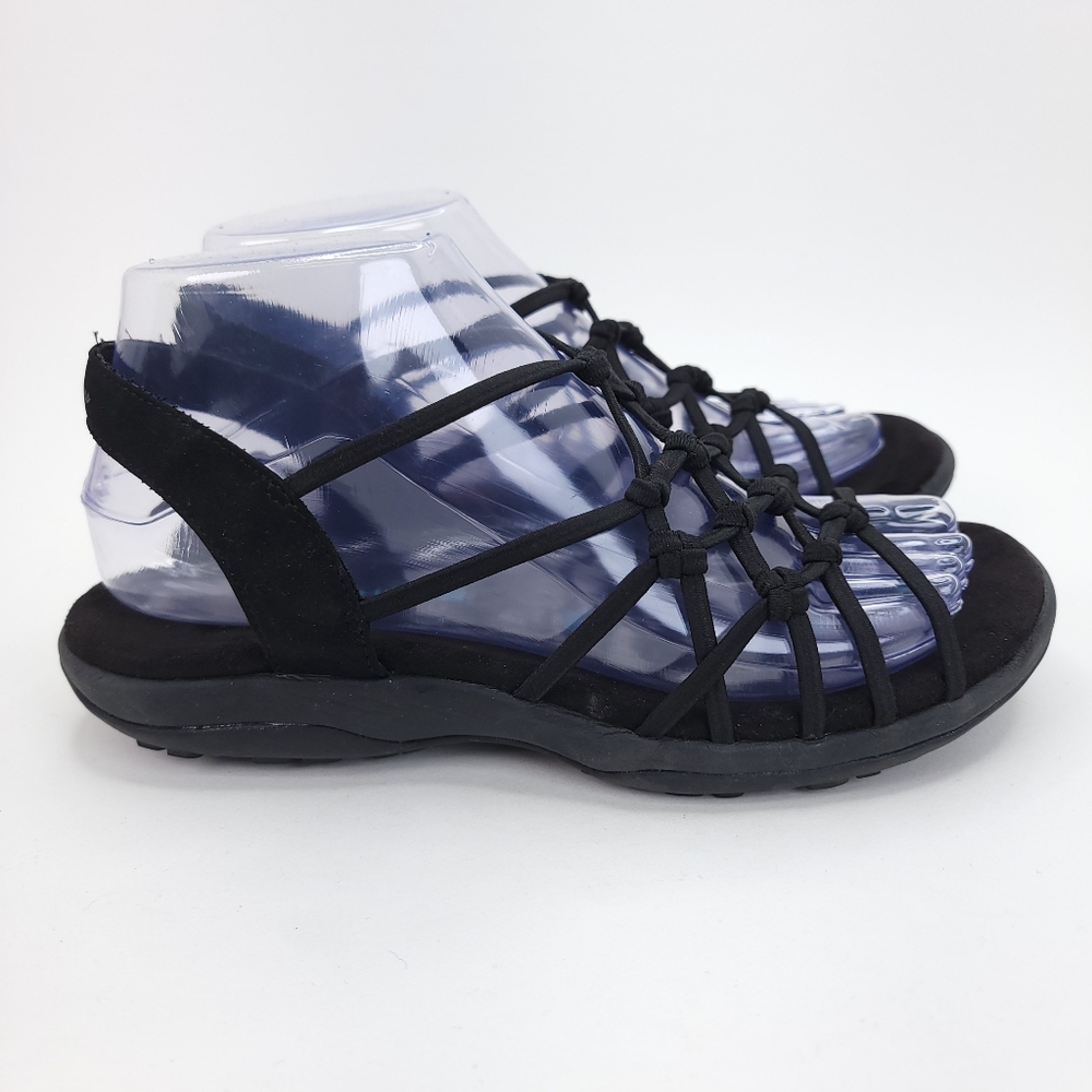 SKECHERS Reggae Slim Forget Me Knot Women's Size 7 Black Sandals Memory Foam